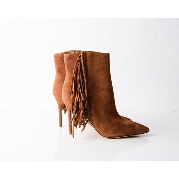 Veronica Beard Nyomi Womens Brown Suede Ankle Boots Booties Fringe 6.5 Eu 36.5 - Picture 7 of 9